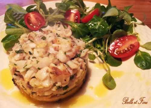 Émietté de lieu sur pommes rôties au curry