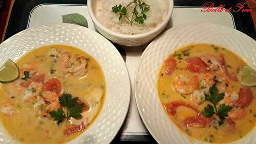 Nage de crevettes au lait de coco et citron vert