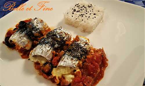 Paupiettes de sardines sur compotée de tomates