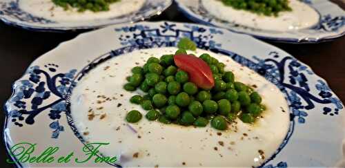 Petits pois au curry, fromage blanc aillé