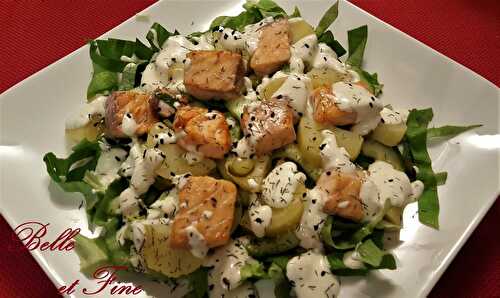 Salade de saumon, concombre et pommes de terre