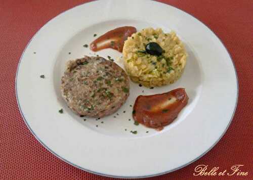 Steak haché à la japonaise, lentilles corail en « risotto »