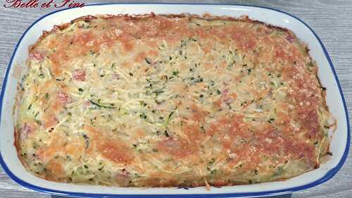 Gratin de courgettes, riz et jambon