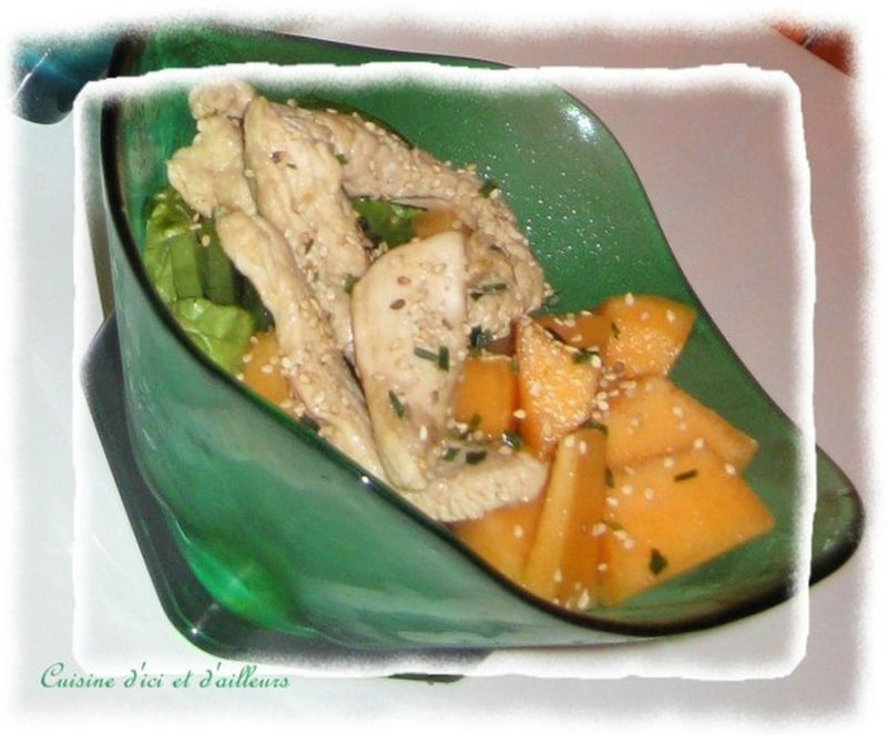 Salade de poulet au melon & kiwi - Cuisine d'ici et d'ailleurs