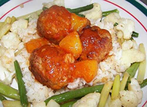 Boulettes de veau aux pêches
