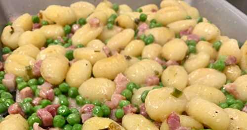 Gnocchis pois & pancetta, cuits au four