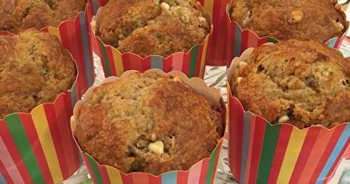 Muffins bananes, son d'avoine & chocolat blanc