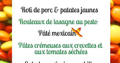 Menu de la semaine du 6 mars