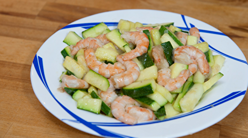 Courgettes sautées aux crevettes