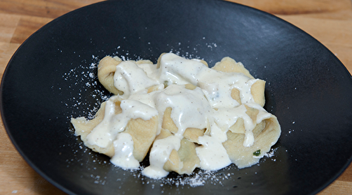 Ravioles aux épinards et crème de parmesan