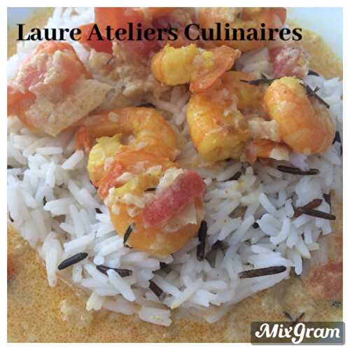 Crevettes curry coco de Cyril Lignac