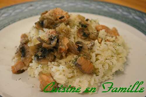 Risotto au saumon et champignons