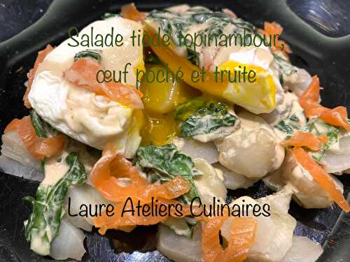 Salade tiède de topinambours, saumon et œuf poché