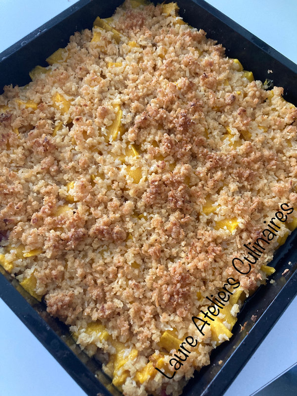 Crumble pomme, mangue et coco