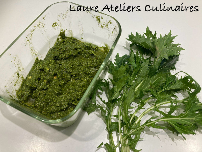 Pesto de salade mizuna aux amandes