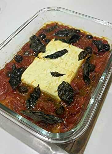 Feta rôtie aux tomates et poivrons