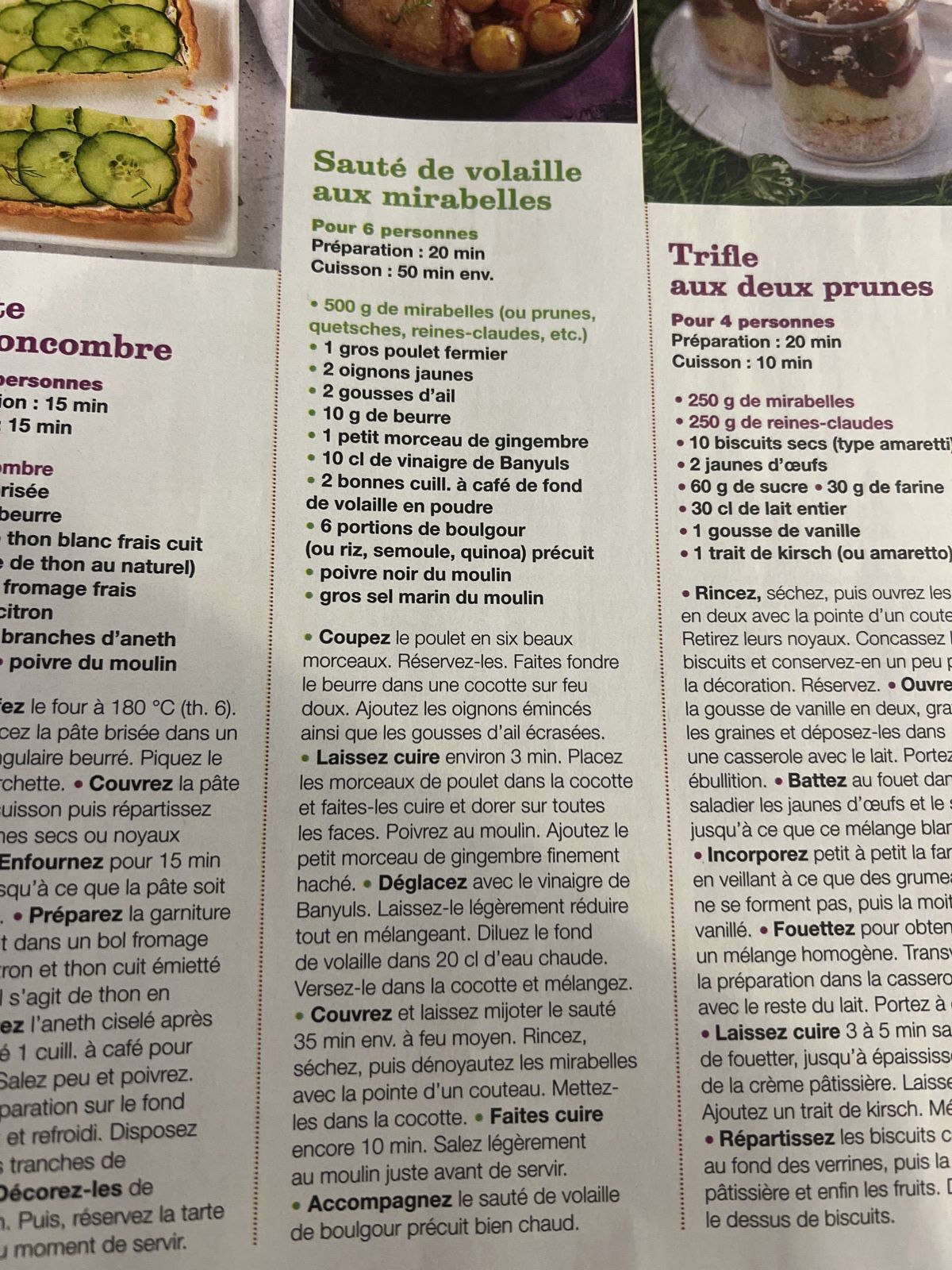 Saute de volaille aux mirabelles