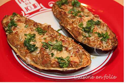 Aubergines farcies sans viande