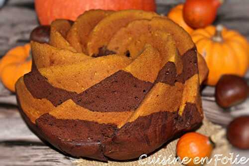 Cake marbré chocolat, potimarron et épices