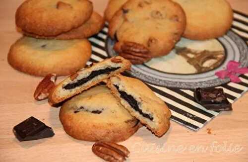 Cookies noix de pécan, coeur chocolat