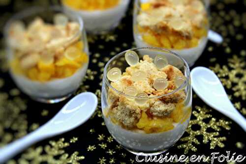 Panna cotta coco, mangue et perles de mangue