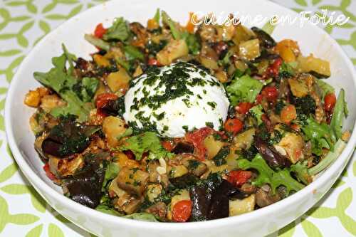 Salade de légumes confits au four et Burrata