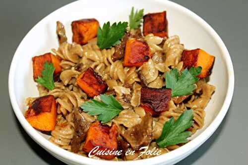 One pan pasta champignons-potimarron