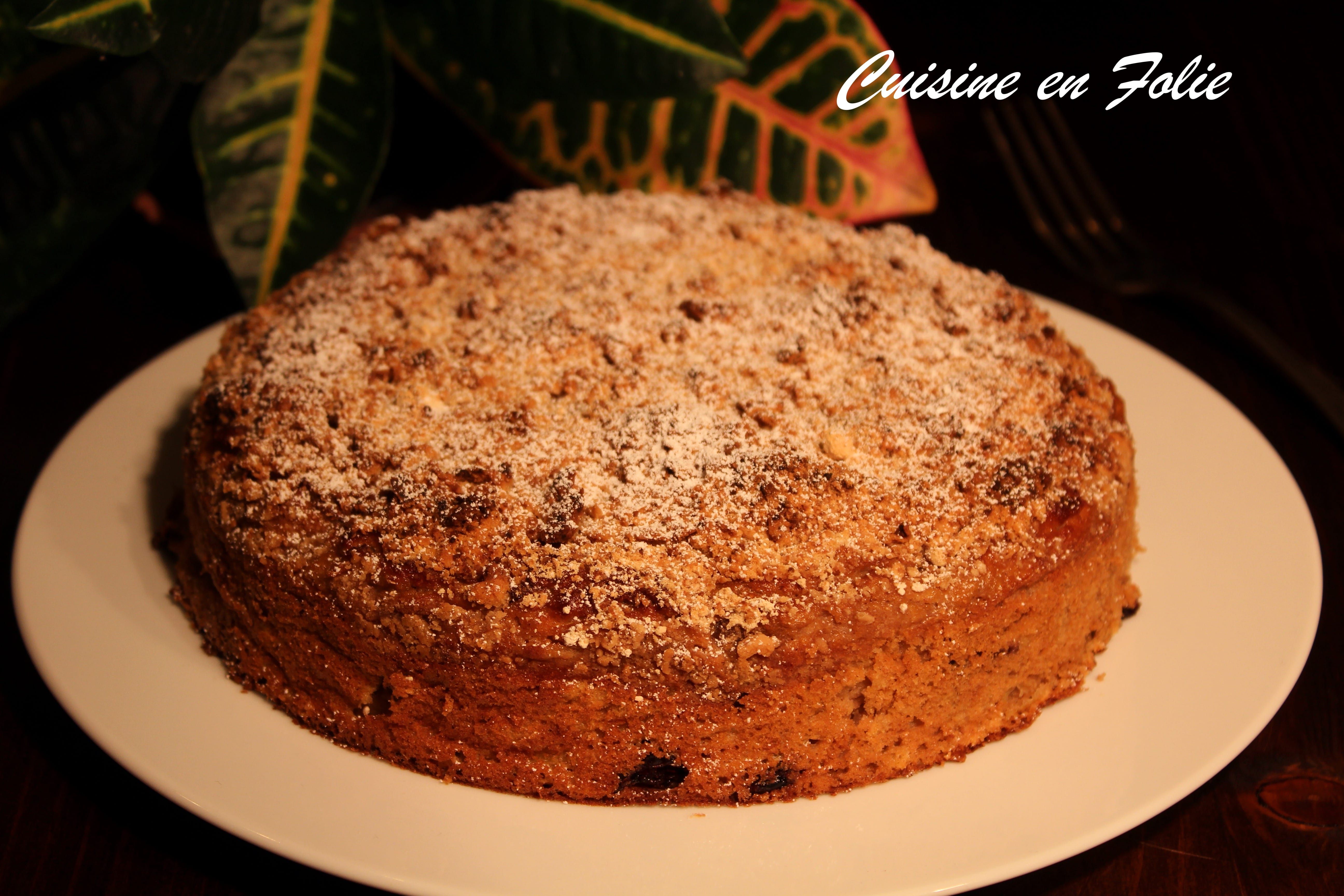 Gâteau aux pommes, châtaigne et cranneberries façon crumble