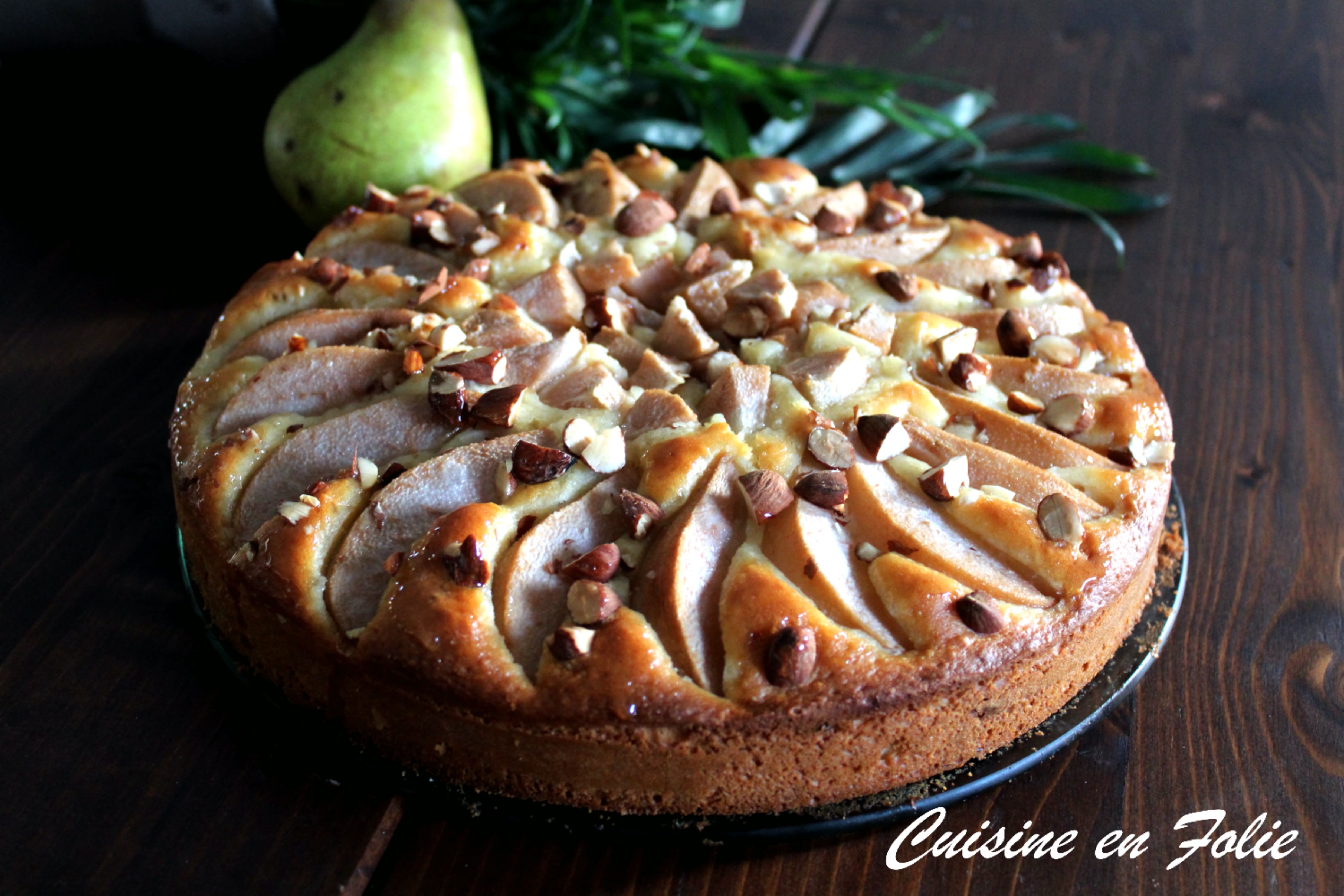 Gâteau poire, amandes et raisins