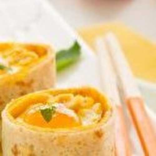 Makis de crêpes à la confiture abricots-pêches