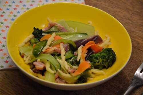 Après une semaine pourrie : pâtes carbonara aux légumes