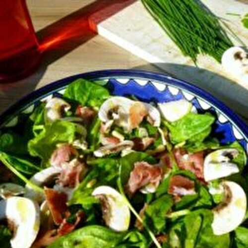 SALADE ÉPINARDS-CHAMPIGNONS-JAMBON