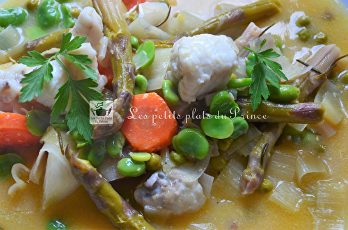 Blanquette de lotte aux petits légumes nouveaux du printemps