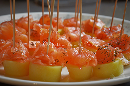 Bouchées apéritives gourmandes au saumon gravlax maison