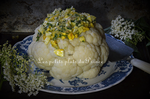 Chou fleur mimosa a la vinaigrette aux fleurs de sureau