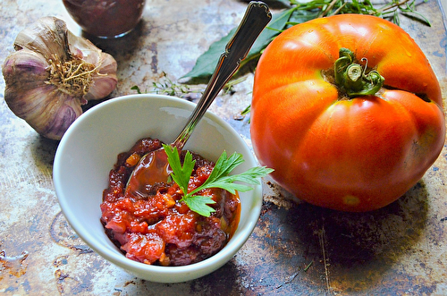 Confit de tomates au vinaigre et au miel