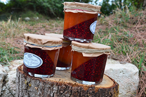 Confiture bicolore melon-vanille et framboise-menthe