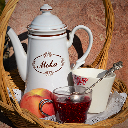 Confiture pêche framboise