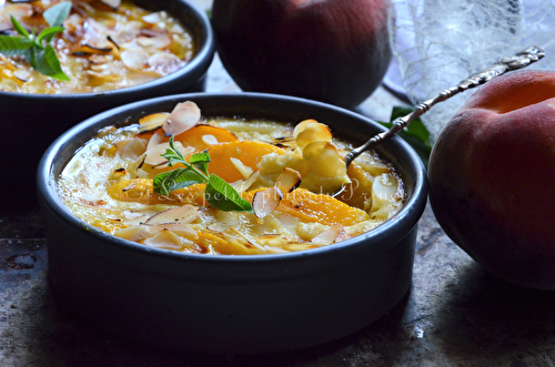 Flan vegan à la pêche et crème de coco