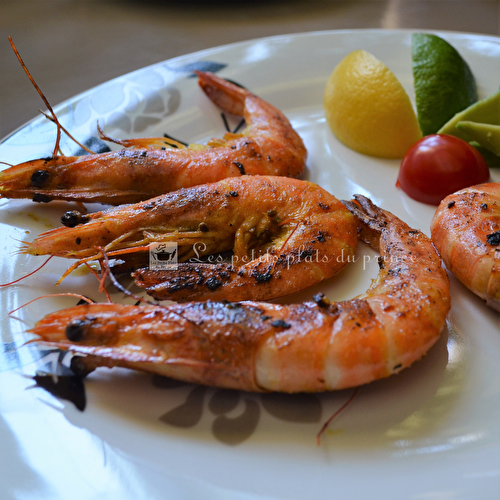 Gambas marinées, grillées sur plancha