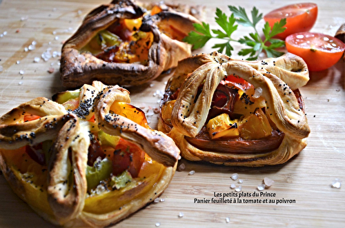 Paniers feuilletés à la tomate et au poivron