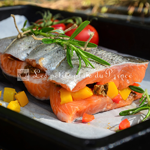 Pavé de truite, ou de saumon, farci aux 2 poivrons