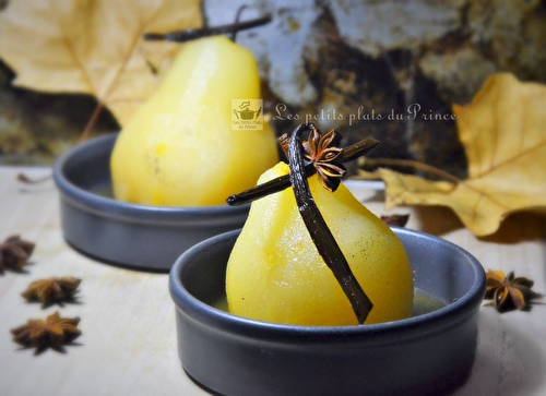 Poire pochée au sirop de miel et épices