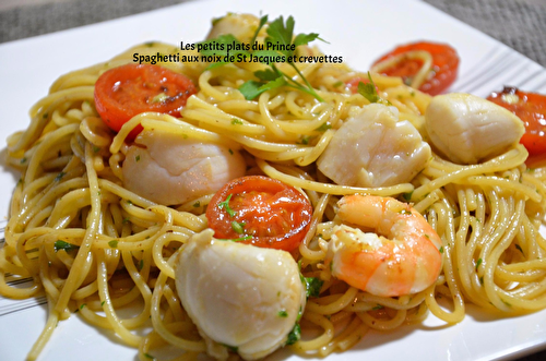 Spaghetti noix de st jacques et crevettes