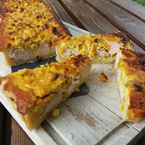 Tarte au poulet, maïs et curry