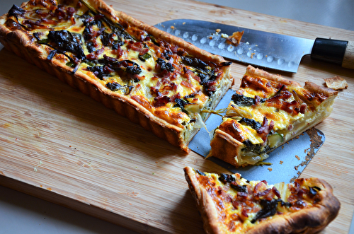 Tarte courgette, oseille et oignon blanc