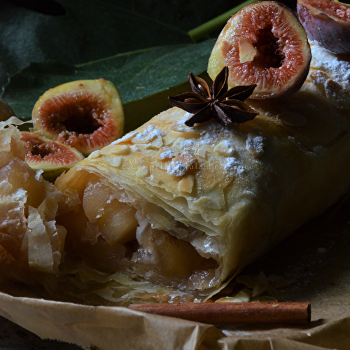 Strudel aux figues et aux pommes et floc de Gascogne