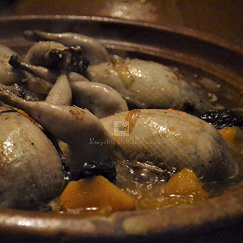 Tajine de cailles en sucré salé de courge butternut et pruneaux