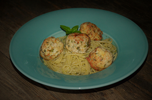 Spaghettis aux boulettes de poulet