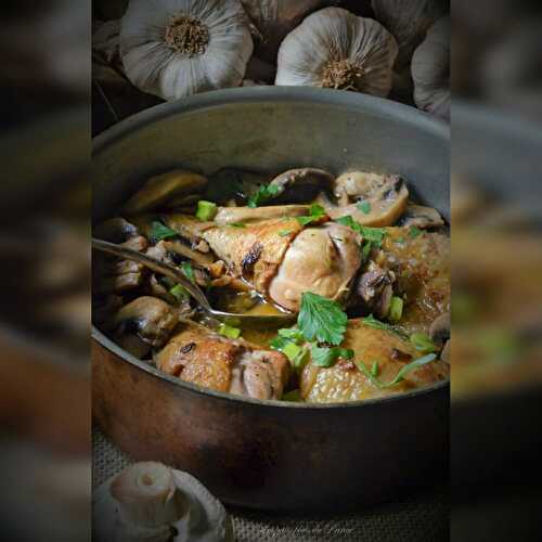 Cuisses de poulet aux champignons de Paris façon Grand-mère